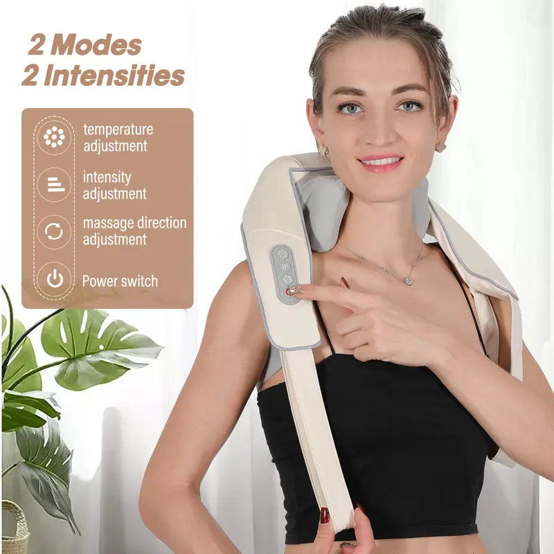 Shiatsu Shoulder and Neck Massager, Electric Neck Massager, Type-C Rechargeable, Back Buckle for Wireless Use, Deep Relief of Shoulder, Neck, Leg and Body Muscle Pain, Is Used for Home, Office, Car, Men'S/Women'S/Thanksgiving/Christmas/New Year'S Gifts